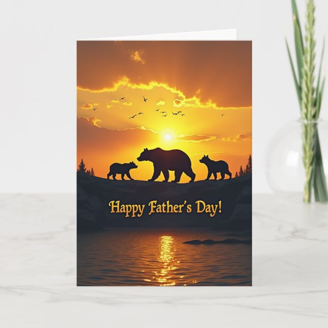 Golden Fathers Day Bears Card (Front)