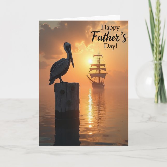 Golden Fathers Day Sailing Card (Front)