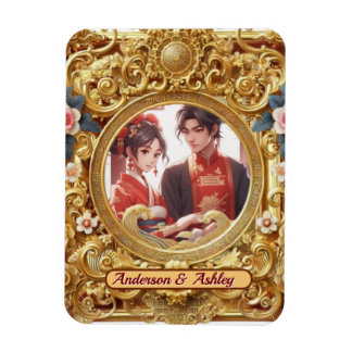 Golden Faux Chinese Carving Frame Magnet