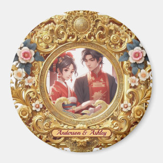 Golden Faux Chinese Carving Frame Magnet