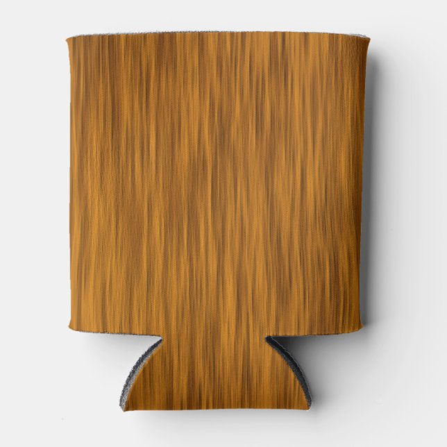 Golden Faux Rough Wood Background Can Cooler (Front)