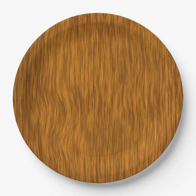 Golden Faux Rough Wood Background Paper Plate (Front)
