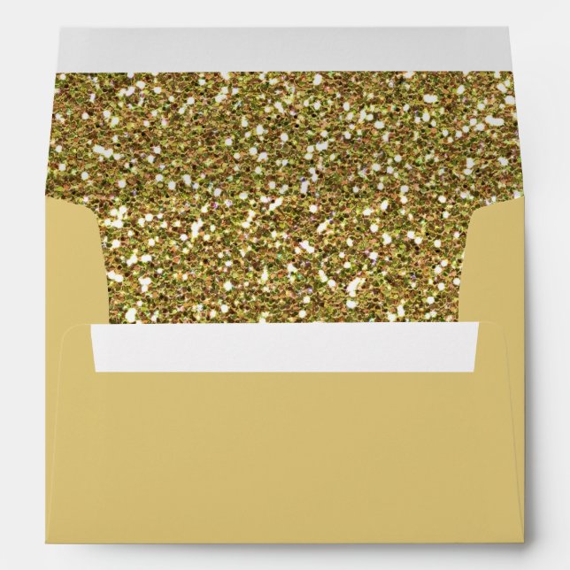 Golden Faux Sparkles Style Texture Print Envelopes (Back (Bottom))