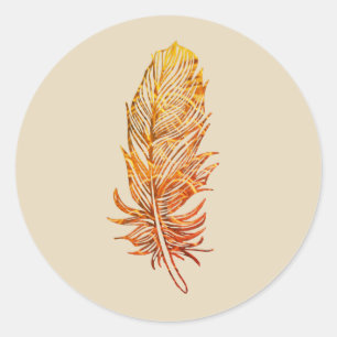 Golden Feather Art Classic Round Sticker, Glossy Classic Round Sticker