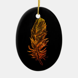 Golden Feather Art Oval Ornament