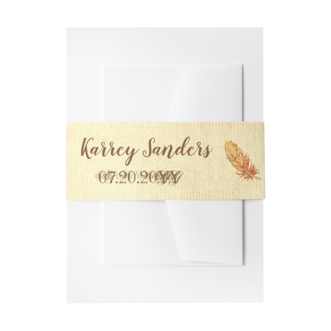 Golden Feather Canvas Invitation Belly Bands Invitation Belly Band (Front Example)