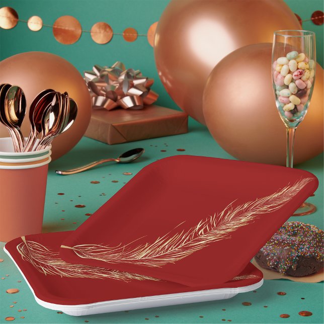 Golden Feather Paper Plate (Creator Uploaded)