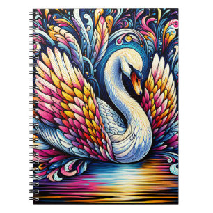 Golden Feather Swan – Elegant Abstract Art Notebook