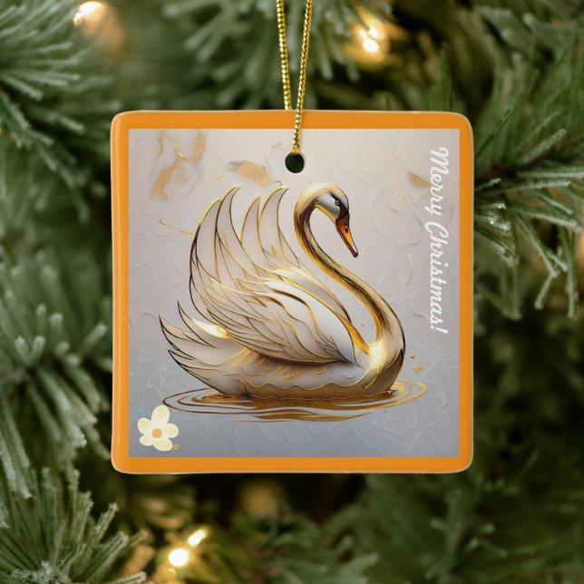 "Golden Feathered Friend" Ceramic Ornament (Tree)