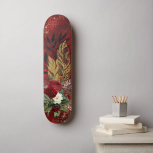 Golden Feathers and Roses Dd Brand Skateboard