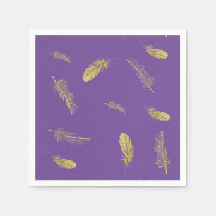 Golden Feathers Purple Napkin