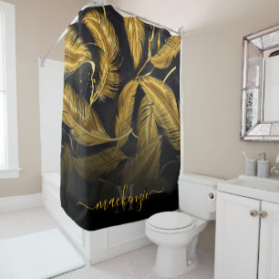 Golden Feathers Shower Curtain