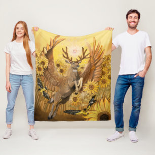 Golden Feilds Mule Deer Fleece Blanket