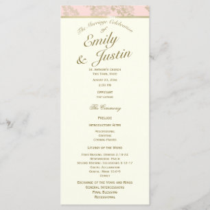 Golden Fern Blush and Ivory Wedding Program Programme