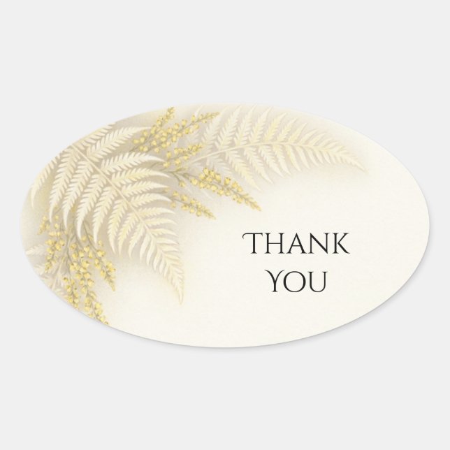 Golden Fern Botanical Wedding Sticker (Front)
