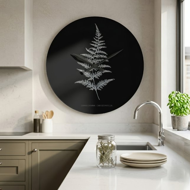Golden Fern Frond, Gymnogramma Chrysophylla Large Clock (Golden Fern Frond, Gymnogramma Chrysophylla. Large Clock)