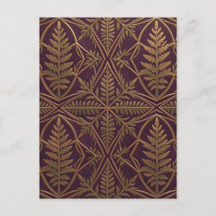 Golden Fern Ornate Geometric Purple  Postcard