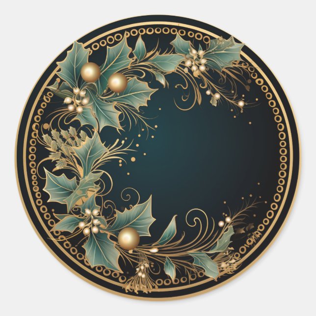 Golden Festive Foliage  Classic Round Sticker (Front)