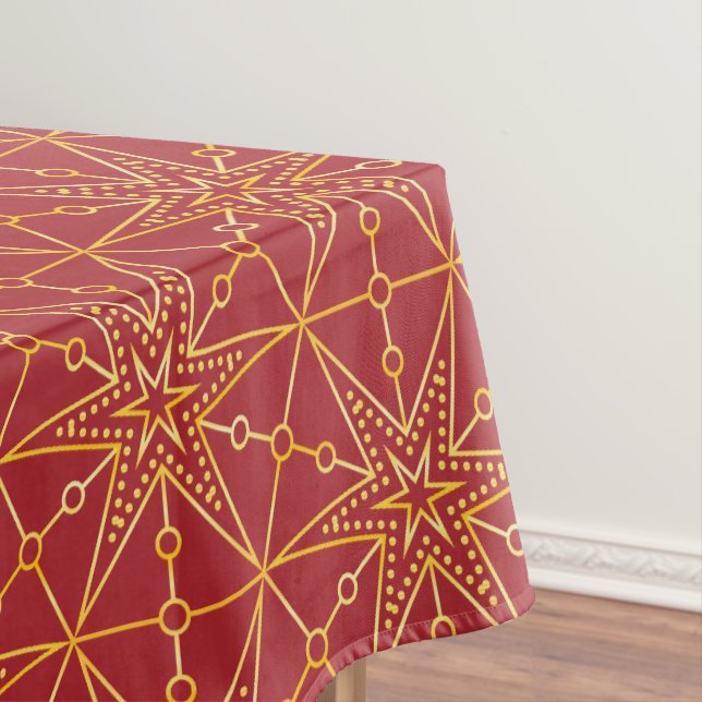 Golden Festive Starry Tablecloth (In Situ)