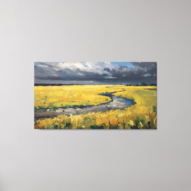 Golden Fields and Cloudy Skies Canvas Print (Front)