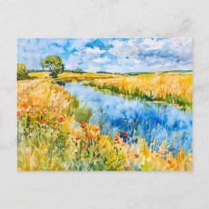 Golden Fields by the Havel Havelland Watercolor Postcard