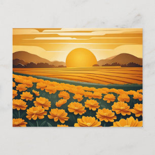 Golden Fields of Marigolds Postcard