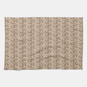 Golden Filigree Cross Pattern Design Tea Towel