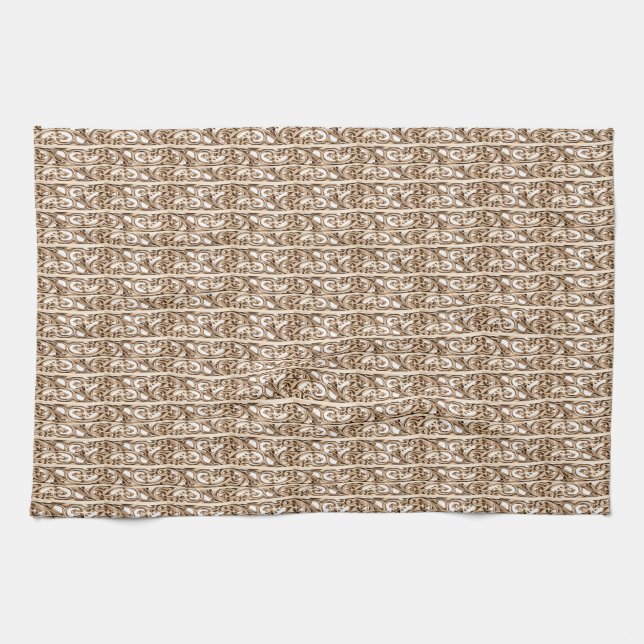Golden Filigree Cross Pattern Design Tea Towel (Horizontal)