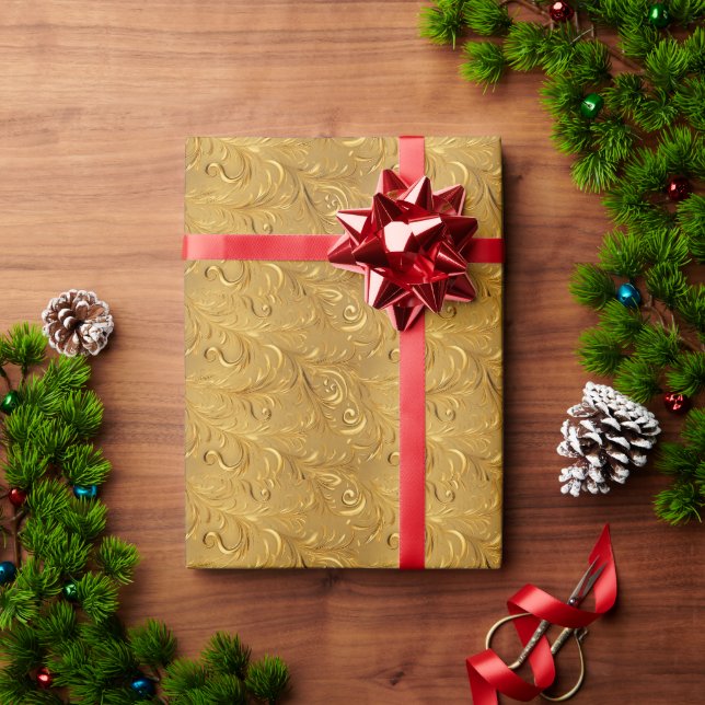 Golden Filigree Delight Wrapping Paper (Holiday Gift)