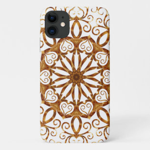 Golden filigree flake on white iPhone 11 case