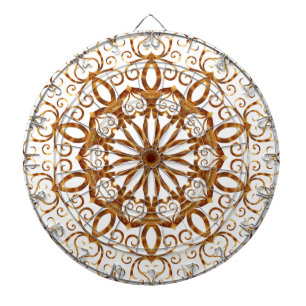 Golden filigree flake on white dartboard
