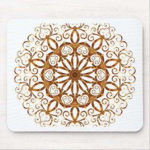 Golden filigree flake on white mouse mat