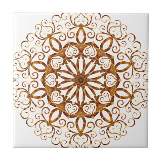 Golden filigree flake on white tile (Front)