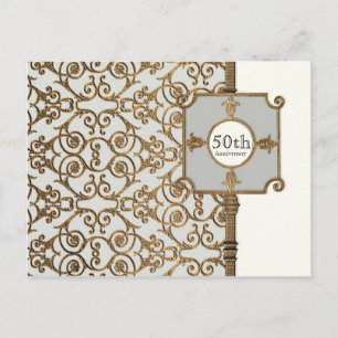 Golden Filigree, Grey - 50th Anniversary Postcard