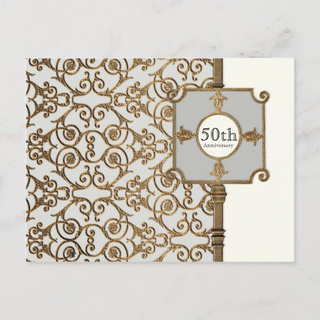 Golden Filigree, Grey - 50th Anniversary Postcard (Front)