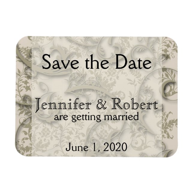 Golden Filigree Style Wedding Save the Date Magnet (Horizontal)