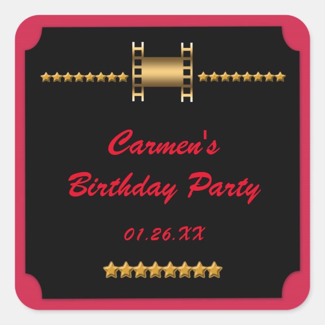 Golden Film Movie Cinema Birthday Party Sticker (Front)