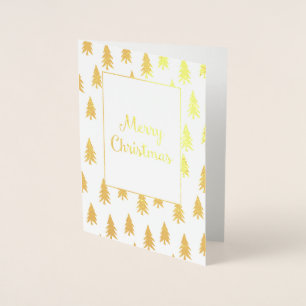 Golden Fir Trees Elegant Foil Christmas Card