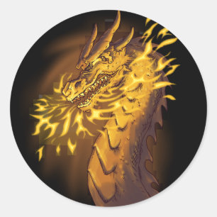 Golden Fire Dragon Classic Round Sticker