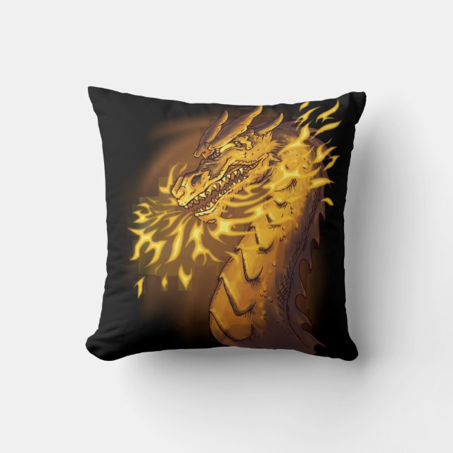 Golden Fire Dragon Cushion (Front)