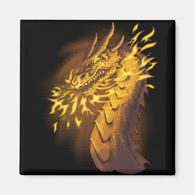 Golden Fire Dragon Magnet (Front)