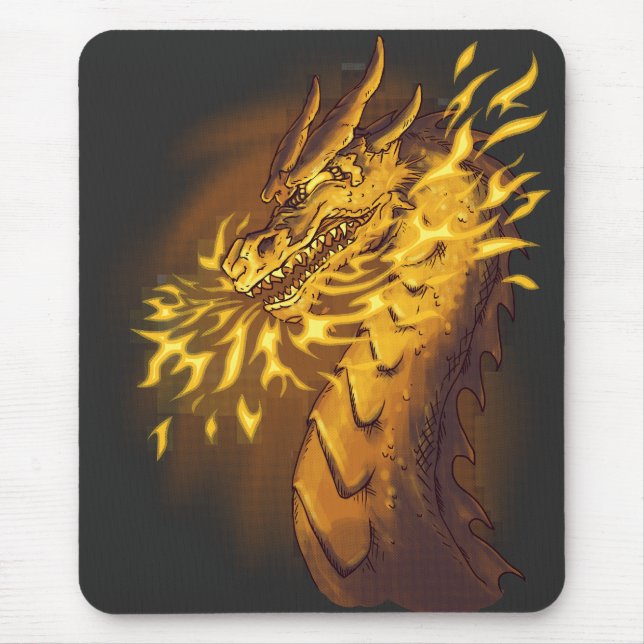 Golden Fire Dragon Mouse Mat (Front)