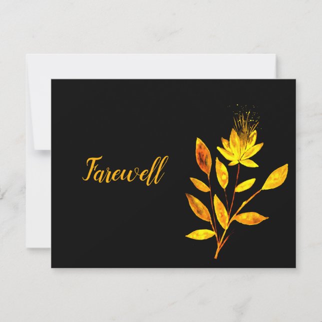 Golden Fire Flowers Farewell Card (Front)