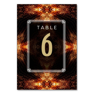 Golden Fire Wedding Menu+Table Number Card