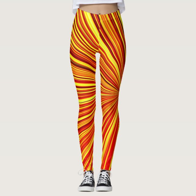 Golden Fire Works on Dark Background  Leggings (Front)