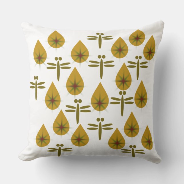 Golden Fireflies and Petal Glow Pattern Cushion (Front)