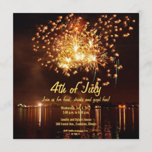 golden fireworks 4th of July invitation
