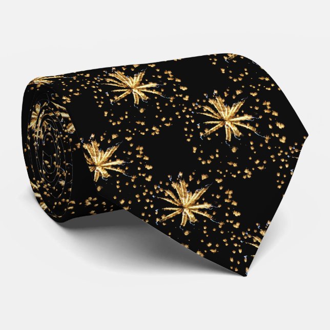 Golden fireworks pattern party tie (Rolled)
