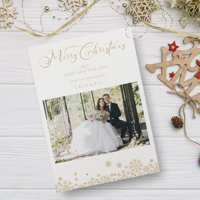 Golden First Merry Christmas Romantic Typography  (Creator Uploaded)