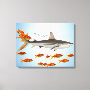 Golden Fish and Shark Canvas Print